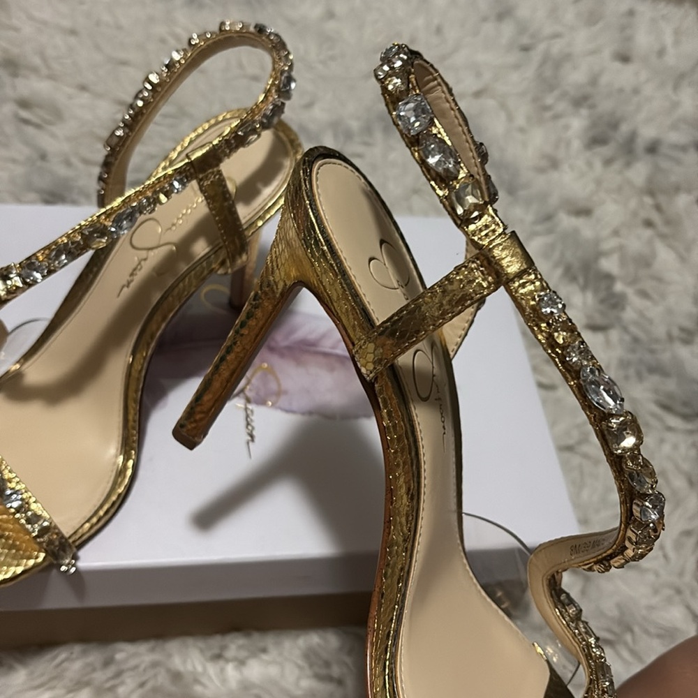 Jessica Simpson Jaycin metallic crystal embellishment strappy sandal Size 8M - Picture 15 of 17